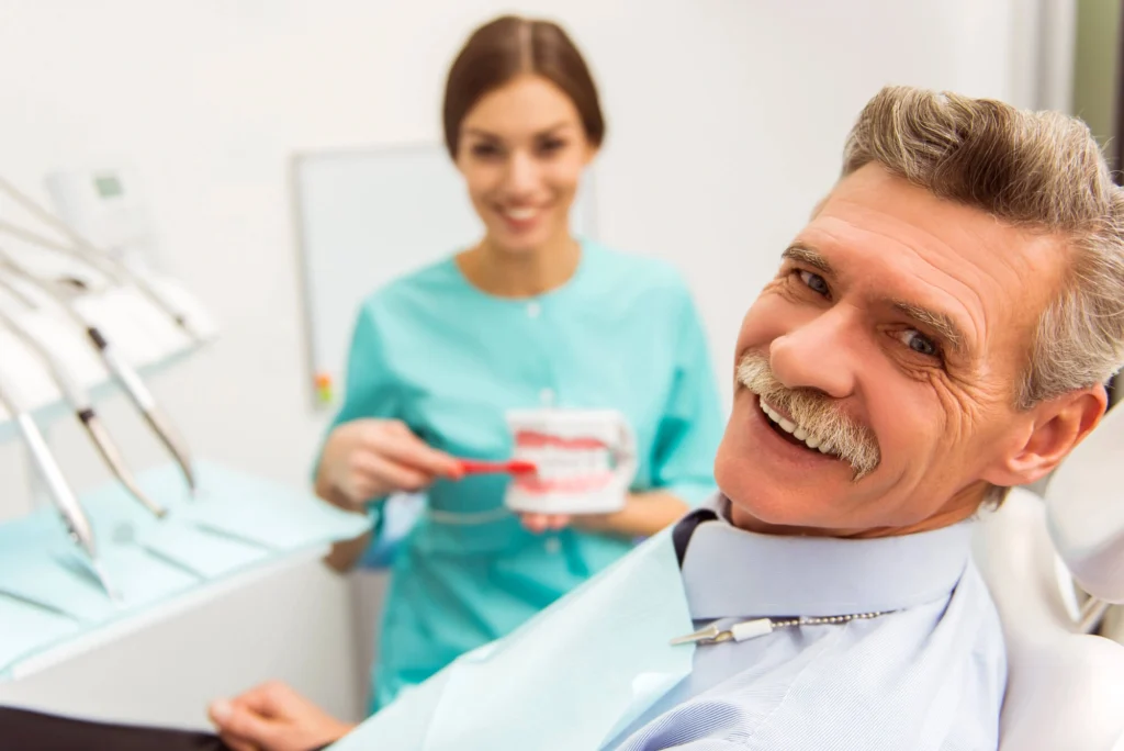Man-preparing-for-a-treatment-dentures-san-francisco-ca 